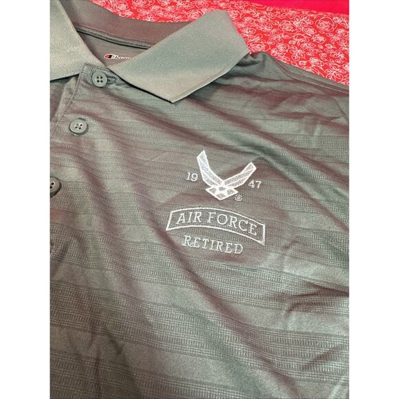 Champion United States Air Force Retired Polo Shirt Mens Size Medium Gray V1 - Picture 3 of 6